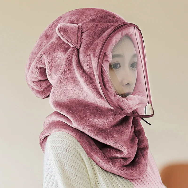 New Fashion Warm Hats Winter Children Beanies Plus Velvet Winter Hats For Women Men Hat With Glasses Cap