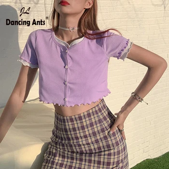 

Woman Knitted Cardigans Single Breasted Patchwork Crop Tops Korean Short Sleeve O-neck Female Short Cardigan 2020 Summer Fashion