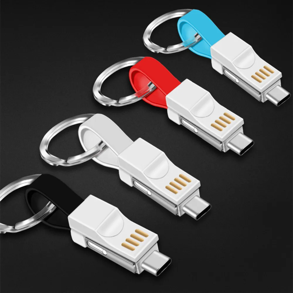 

3 In1 USB Cable Micro USB Type C Fast Charger for IPhone X Samsung s8 Xiaomi Accessory Portable Keychain Charge Cable Date Cord