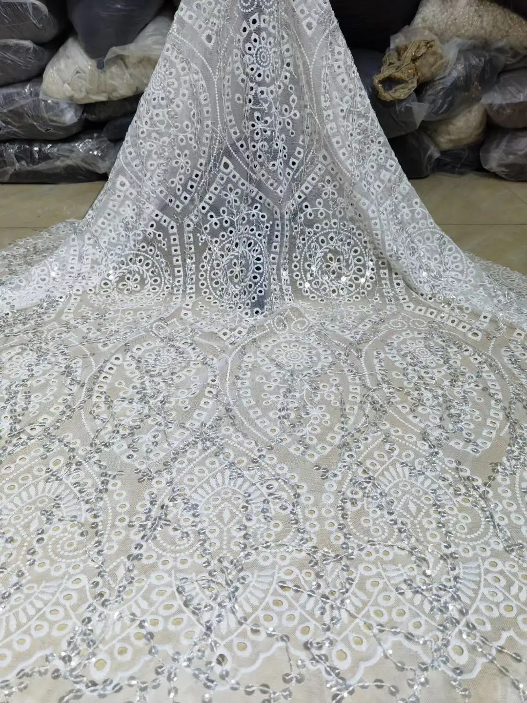 

African sequin lace fabric 2020 high quality French lace fabric Nigeria tulle lace fabric FJ3919