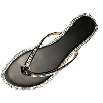 

SAGACE Beach Slippers Women Flat-Bottom Roman Style Crystal Flip Flops Sandals Slipper Shoes Women Slippers Summer Outdoor