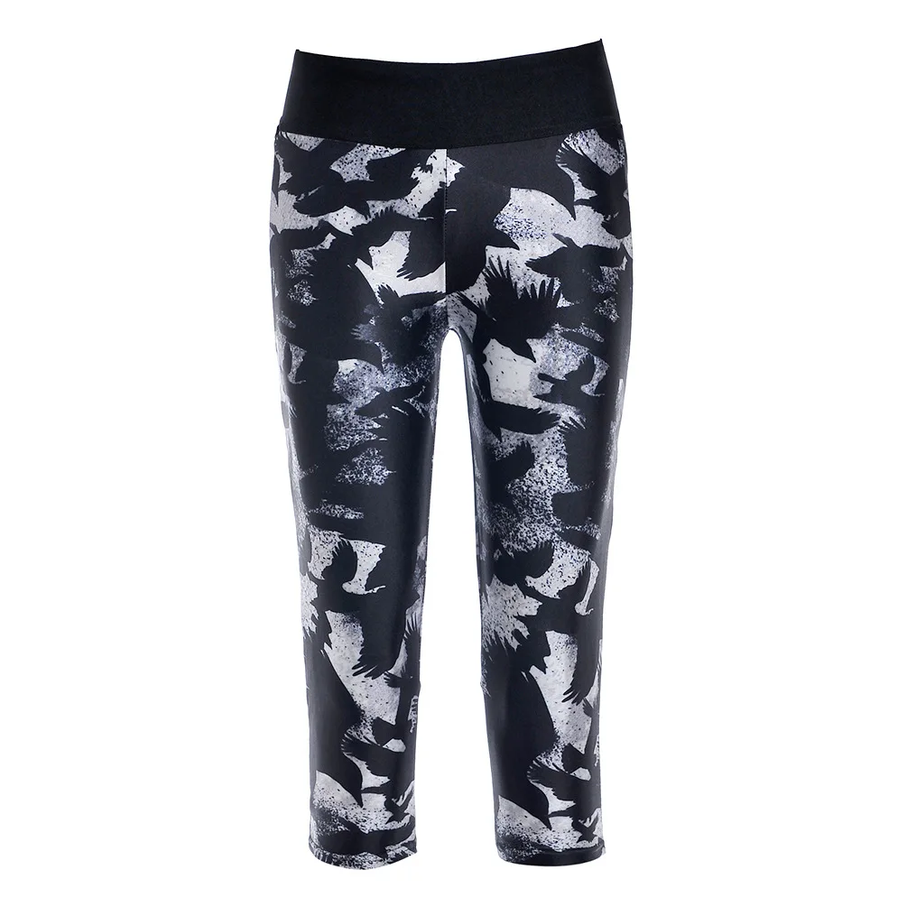 Модные черно-серые леггинсы с принтом в виде гусиных групп, с высокой талией, на бедрах и на 7 минут, для девочек