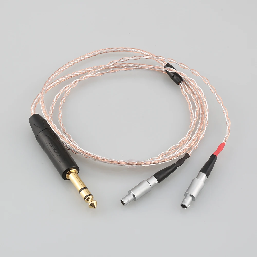 Plug para Hd800 Plug Cabo de Fone de Ouvido Prata e Cobre Banhado Cabo de Fio para Sennheiser Hd800 Hd800s Hd820s Hd820 Fone de Ouvido 6.35 mm - Image 2