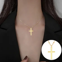 

Hip Hop Gold Silver Cross Necklace Gifts For Women Men's Jewelry Alloy Cross Pendant Religious Chain On The Neck Clavicle Chain
