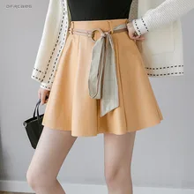 Осень Зима Kawaii женские плиссированные юбки из искусственной кожи мини Высокая талия дамские искусственная кожа Сексуальная короткая юбка женские юбки Saias