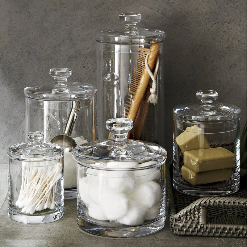 

European transparent glass candy jar Food storage tank bottles jar with lid arrangement decoration Home storage container