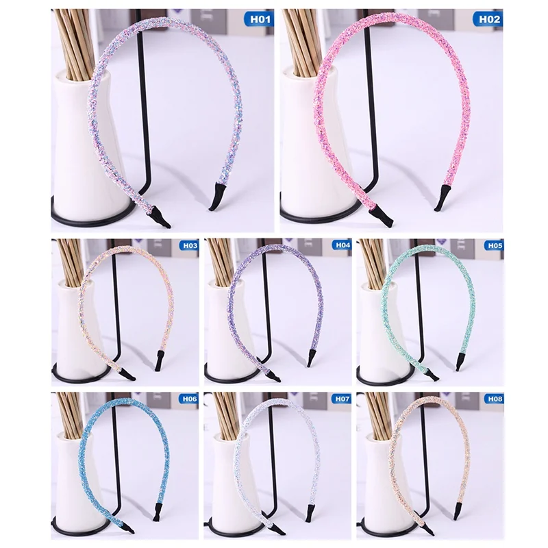 1Pc Bling Glitter Hairband For Girls Korean Version Solid Candy Color Women Hair Hoop Headbands Hair Accessories