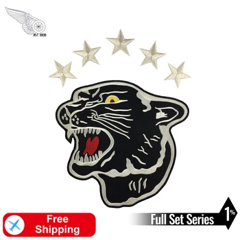 

Black Leopard Animals Full Set Embroidery Iron on Patches for Clothing Appliques Clothes Decoration Motorcycle Jacket