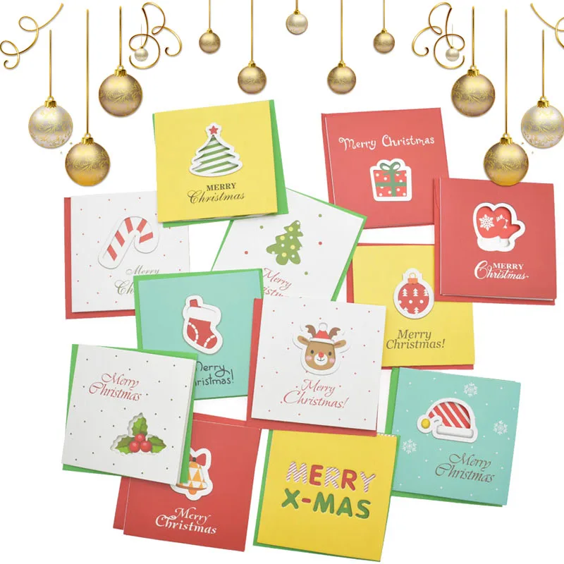 

12pcs Merry Christmas Card Snowflake Greeting Cards Gifts With Envelope Post Card For Birthday party Wedding Decoration