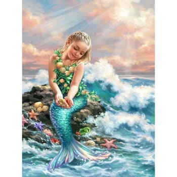 

Miss Mermaid Diamond Painting Full Drill 5D Diy Rhinestone Kit Decor 30x40Cm