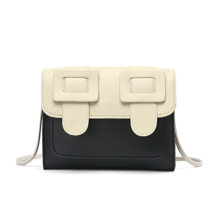 

Korean-style Contrast Color Bag Cover Type Cambridge Square Sling Bag 2019 Summer New Products Crossbody/shoulder Bag Women's Mo