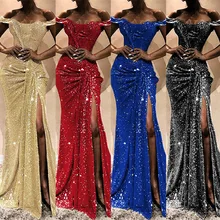 С открытыми плечами платье с высоким разрезом макси сексуальные женские однотонные Вечерние Платья Клубная одежда длинное БЕЗРУКАВНОЕ Платье женское Vestidos# J30