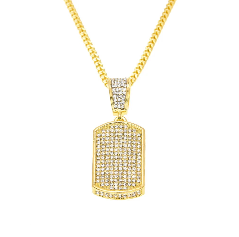 

LK Ice-out Square Necklace and Pendant with Stainless Steel Chain Gold Silver Cubic Zirconia Men Hip Hop Jewelry Gift