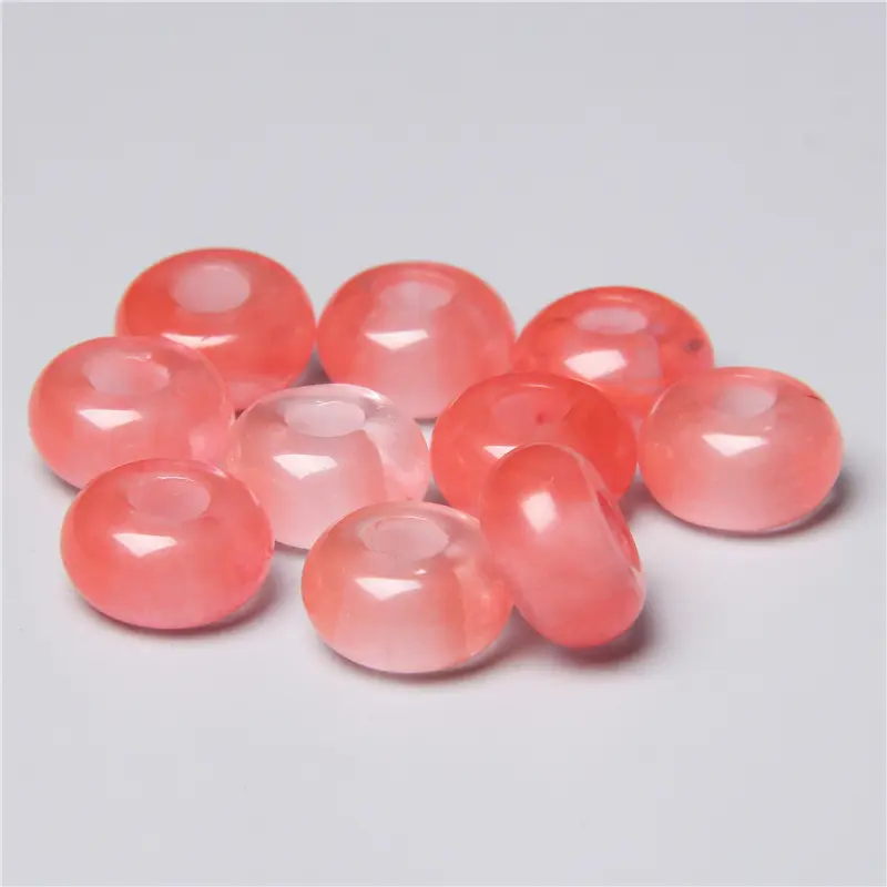 10pcs/Lot 8x14mm 5mm Big Hole Natural Round Jades Jaspe Stone Crystal Spacer Beads Charm Pendant For Jewelry Making Accessories - Image 12