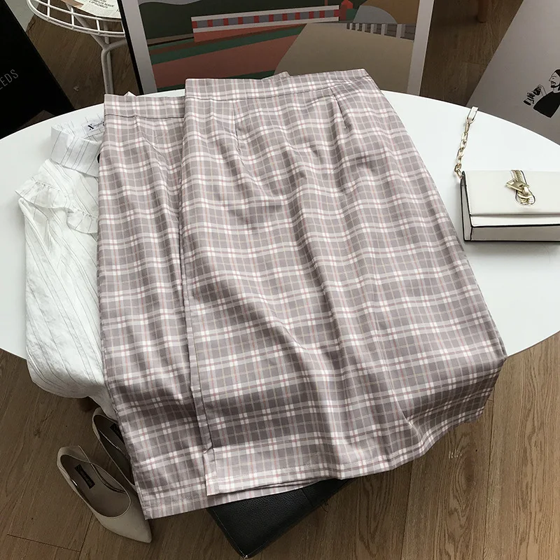 

Spring Korean-style 2020 High-waisted after Zipper Plaid Sheath Skirt Fashion New Style Casual Western Style 2.15