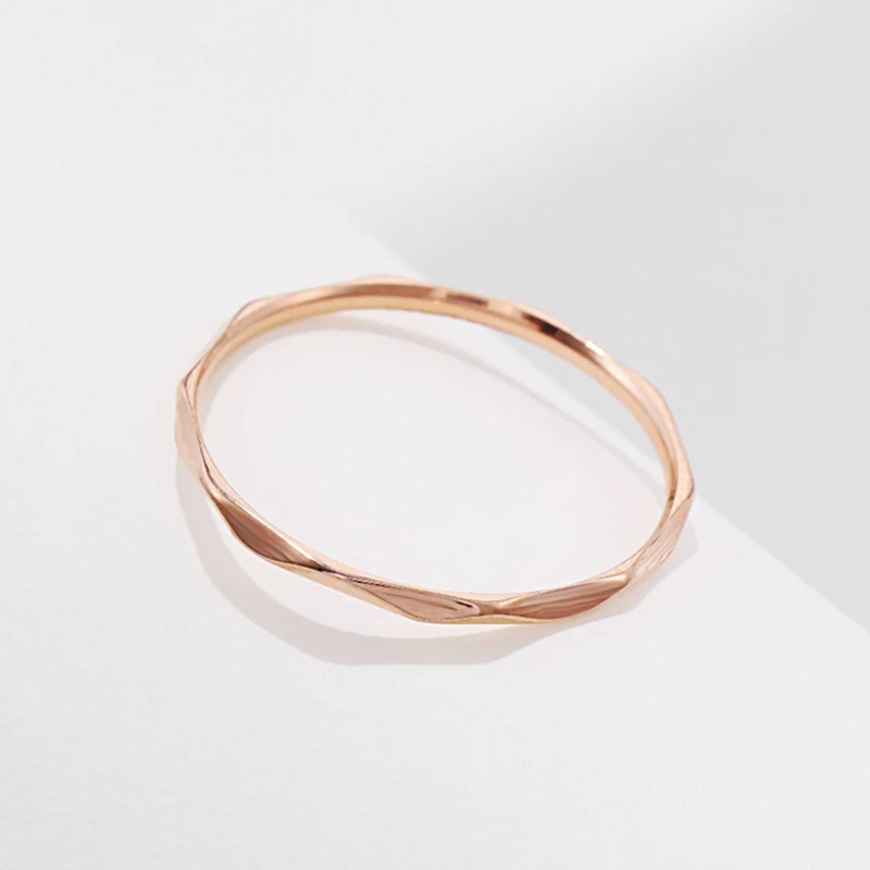 1.3mm Gold Silver Color Women's Retro Rings Stainless Steel Faceted Ring for Women Korean Cute Jewelry for Gift Party WC028 4