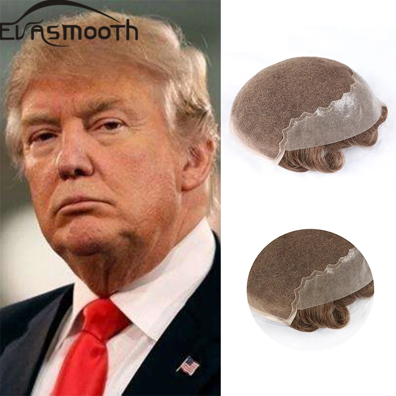 

Fashion Q6 Trump Style Men Toupee Skin & Pu Lace Wig Durable Comfortable Indian Human Remy Hair Toupee Wig Replacement System