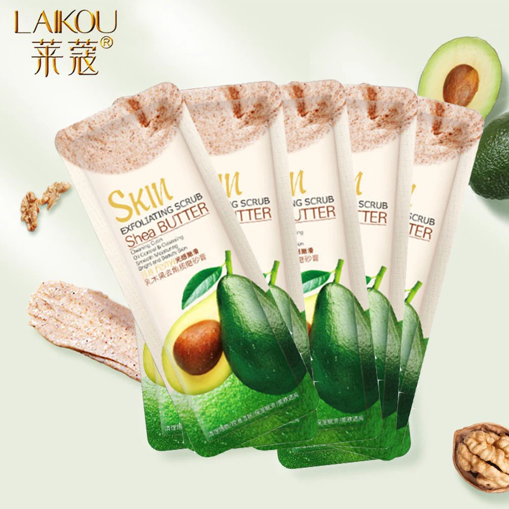 LAIKOU 5pcs Shea Butter Exfoliating Peeling Gel Facial Scrub Moisturizing Whitening Nourishing Repair Scrub Face Cream Skin Care