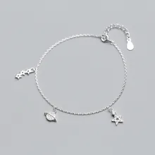 Настоящее 925 пробы серебро Личность Циркон звезда планета подвеска браслет панк ювелирные украшения для женщин вечерние аксессуары