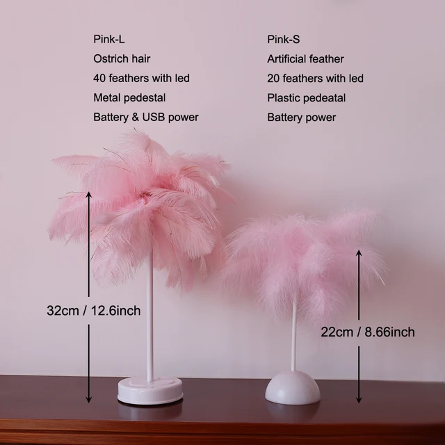 Lampe LED féerique en plumes avec télécommande, luminaire décoratif d'intérieur – Image 3