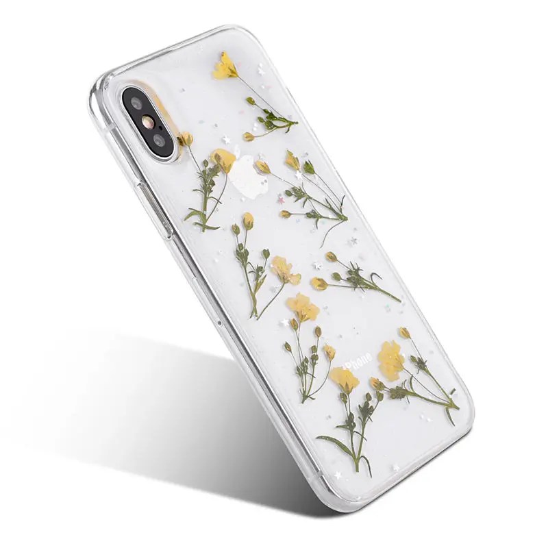 Прозрачный чехол для телефона с настоящими цветами для iPhone 11 X XS XR XS Max 6 6S 7 8 Plus, мягкий чехол из ТПУ с красивыми цветами