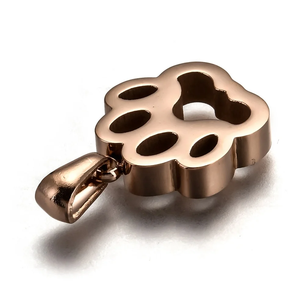 10pcs 304 Stainless Steel Dog Footprint Pendants Hollow Charms For DIY Handmade Jewelry Making Necklace Accessories17x15x3.5mm