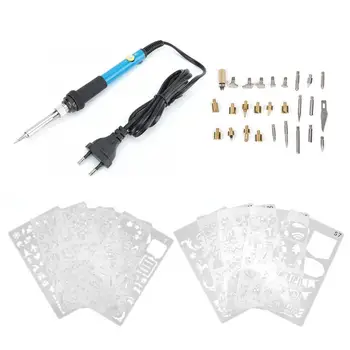 

Wood Burning Kit Carving Pyrography Pen Kit 60W Soldering Iron Kit Pyrography Set Adjustable Temperature EU Plug