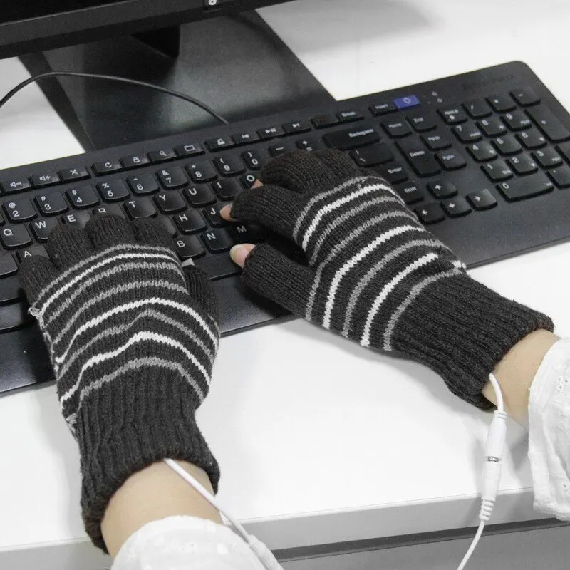 1 пара три цвета унисекс женские и мужские USB электрические перчатки без пальцев с