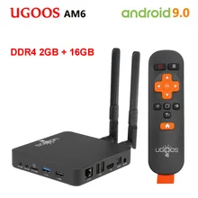 UGOOS AM6 TV Box Amlogic S922X Android 9.0 DDR4 2GB 16GB Set Top Box 2.4G 5G WiFi 1000Mbps BT5.0 4K HD Media Player VS AM3