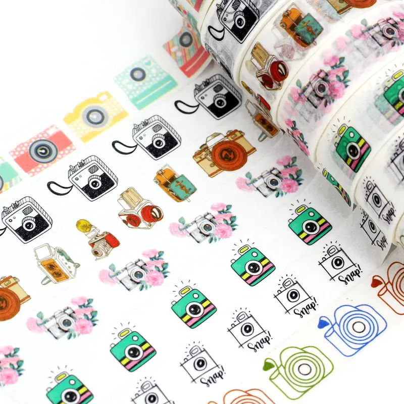Conjunto de cintas Washi para agenda, Cinta Adhesiva de 1,5 cm x 10M para decoración de álbumes de recortes, papelería japonesa para oficina