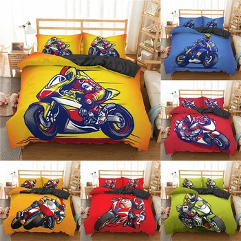 

Homesky Motorcycle Racing Bedding Set Cartoon Duvet Cover Queen King Size 2/3pcs Bed Linen Set For Boys Comforter Cover Set