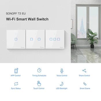 

SONOFF Smart WiFi Wall Light Switch RF Wireless Control EU Standard Panel Smart Switch Compatible with Google Home/Nest & Alexa