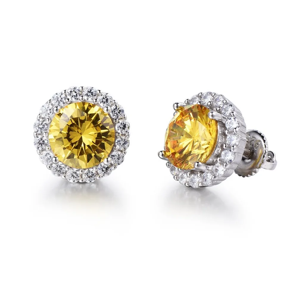 

Hip Hop Iced Out Zirconia Simulated Diamond Elegant Retro Silver Color Screw Stud Earrings for Men Women Fashion Jewelry