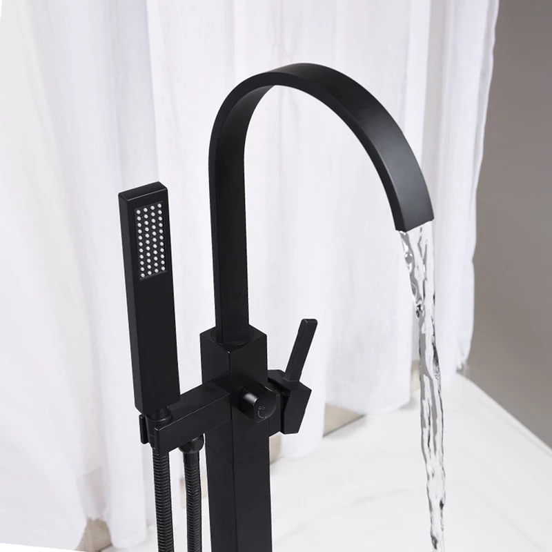 Luxury Matte Black Bathtub Faucet Freestanding Bathroom Tub Faucet 6 Types Spout Floor Mounted Bath Shower Mixer Tap for bathtub faucet