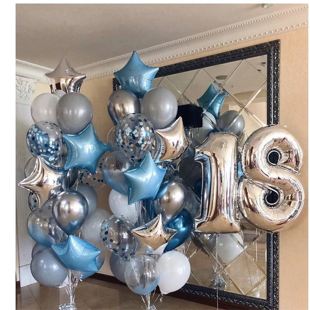 1set 18 anni ragazzo ragazza festa di compleanno decorazione 30 pollici  numero blu argento stella lamina Globos cerimonia per adulti forniture  giocattolo per bambini - AliExpress