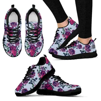 

THIKIN Fashion Retro Women's Shoes Anatomical Hearts Print Summer Mesh Flats Shoes Tenis Casual Feminino Breathable Sneakers