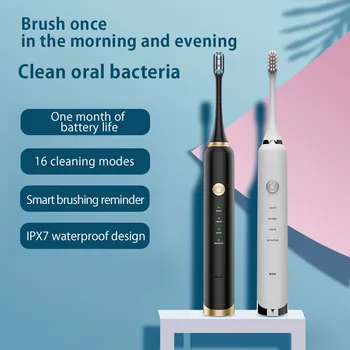 

Magnetic Ultrasonic Sonic Electric Toothbrush USB Rechargeable Waterproof Whiten Clean With Replacement Soft Toothbrush Head