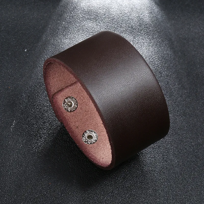 ZORCVENS Punk Vintage Black Brown Real Genuine Cow Leather Bracelet Bangle Men Women Jewelry leather bracelet