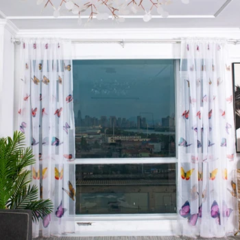 

Window Screening Voile Butterfly Sheer Net Curtain Slot Top Single Panel