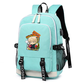 

My Hero Academia Midoriya Izuku Anime Bookbag Pink School Bags Men Travel Backpack USB Charging Laptop Bagpack Cute Shoulder Bag