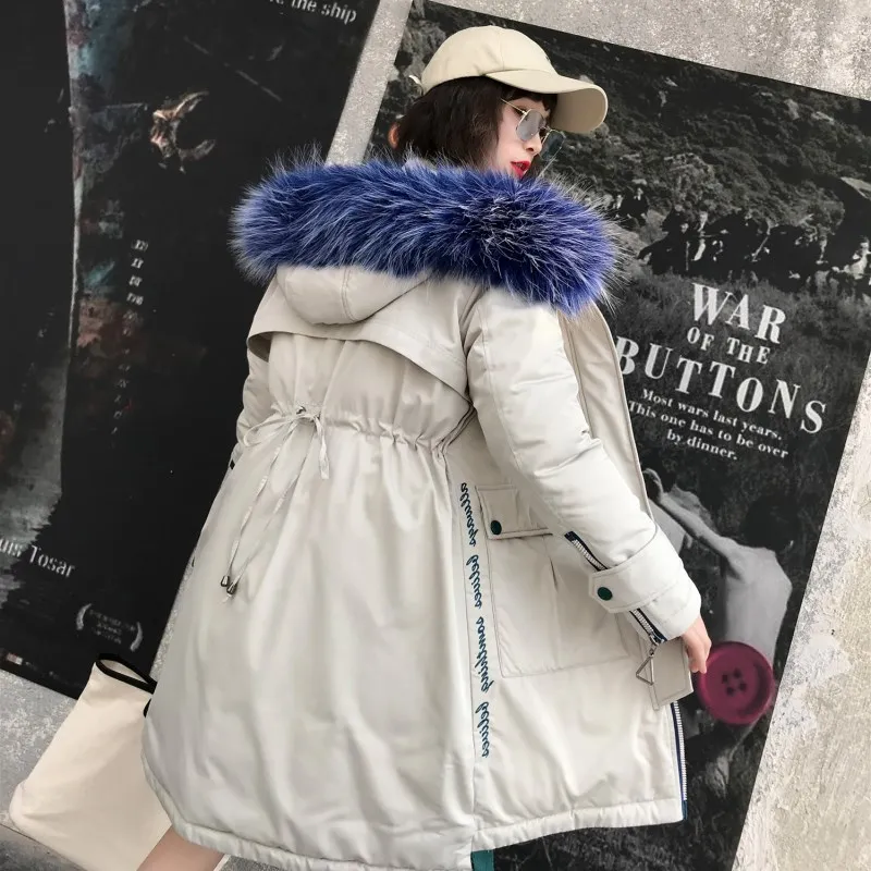 

Winter New Style Korean-style down Jacket Cotton-padded Clothes Raccoon Large Fur Collar Cotton-padded Clothes Women's Elegant C
