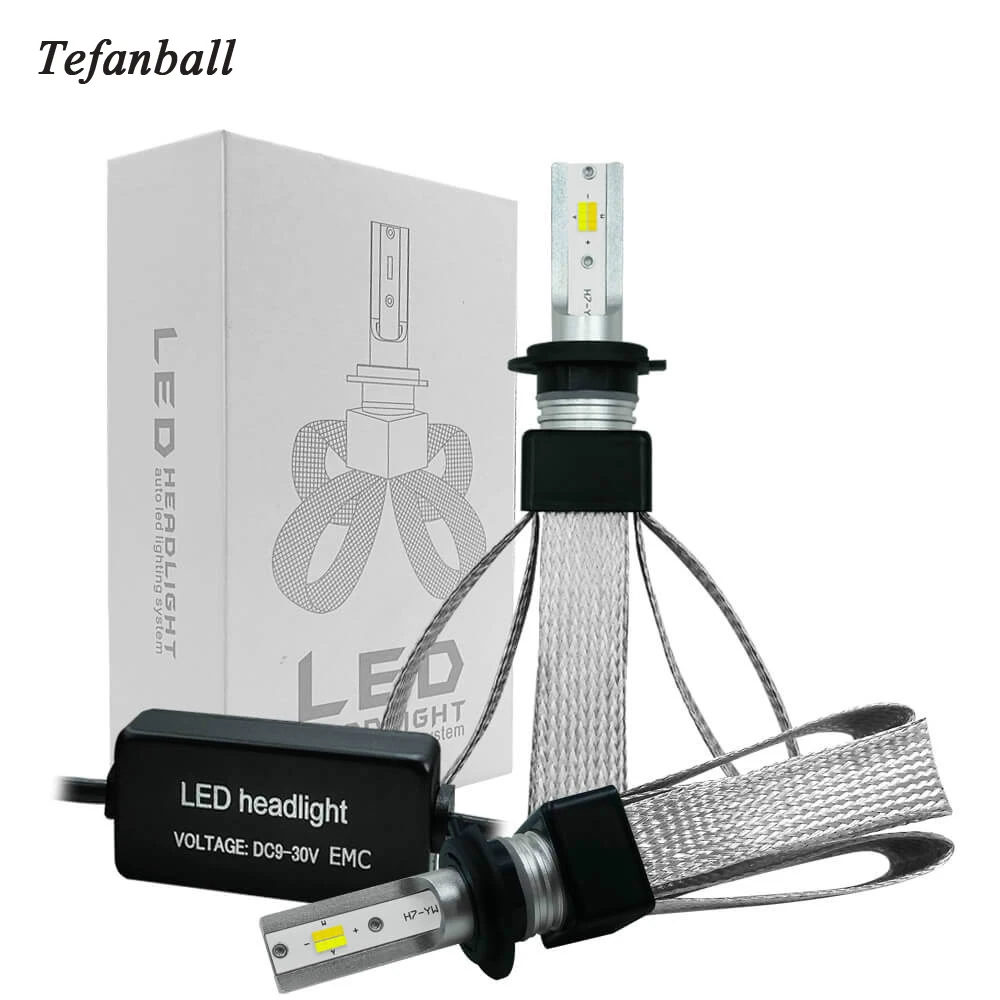 Tefanball светодиодный 12V лампы для передних фар Светодиодный H7 H4 9003 HB2 H1 H11 9005 HB3 9006 HB4 светодиодный 60 Вт 9600LM 6000 К супер яркие светодиоды с чипом CSP T9