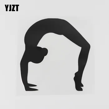 

YJZT 11.8CMX12.5CM Gymnastic Girl Sport Silhouette Vinyl Car Sticker Black/Silver 8A-0804