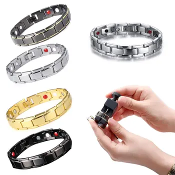 

Removable Unisex Magnetic Titanium Steel Health Energy Bracelet Solid Color health care Bracelet relieve fatigue Bangle Jewelry
