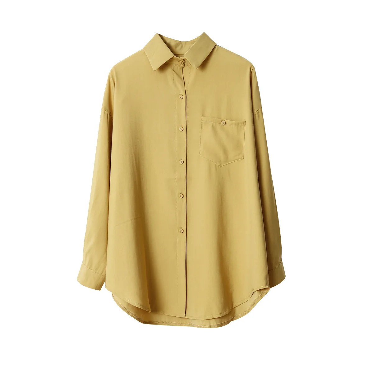 

Ladies Tops 2020 Spring Oversize White Blouse Office Lady Pockets Solid Turn-down Collar Classic Korean Fashion Clothing