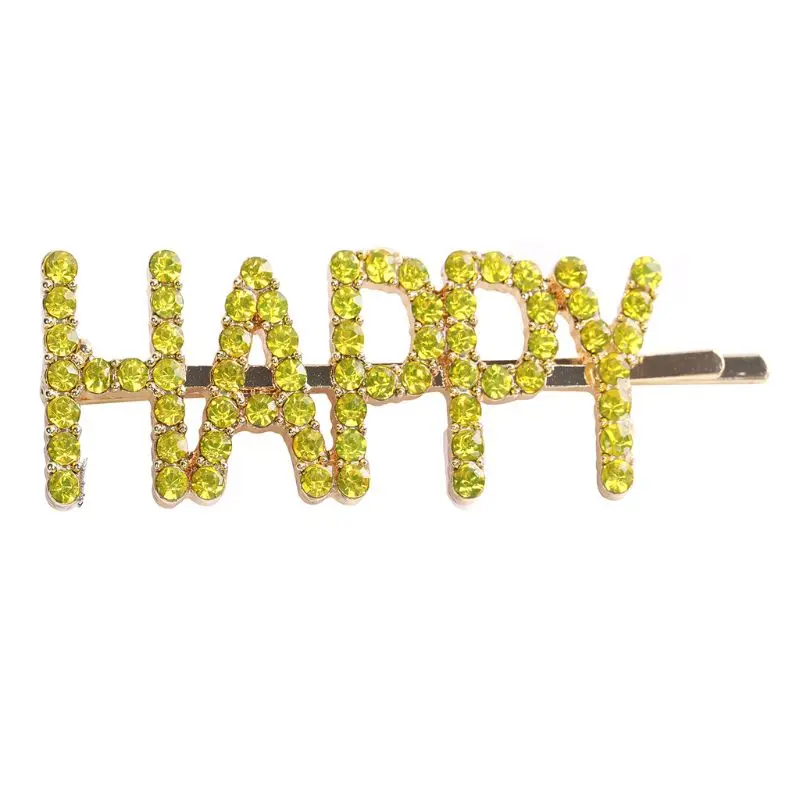 5 шт. минималистичные заколки с надписью Happy capitaly Bobby, цветные ювелирные стразы, заколки для волос для женщин и девочек, стильные заколки с боковой челкой