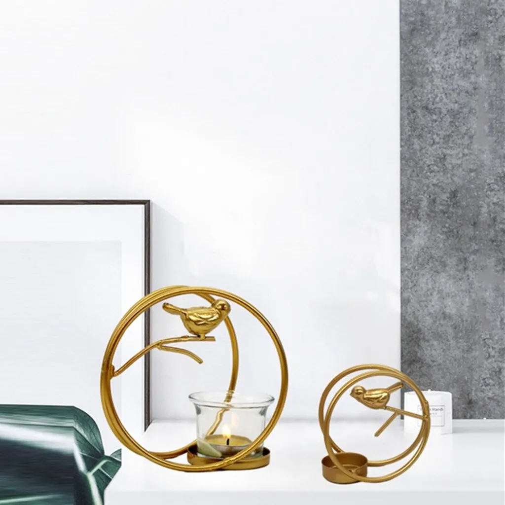 Nordic Retro Geometric Iron Light Candle Holder Table Candlestick Indoor home Decorative christmas Decor European style Hollow