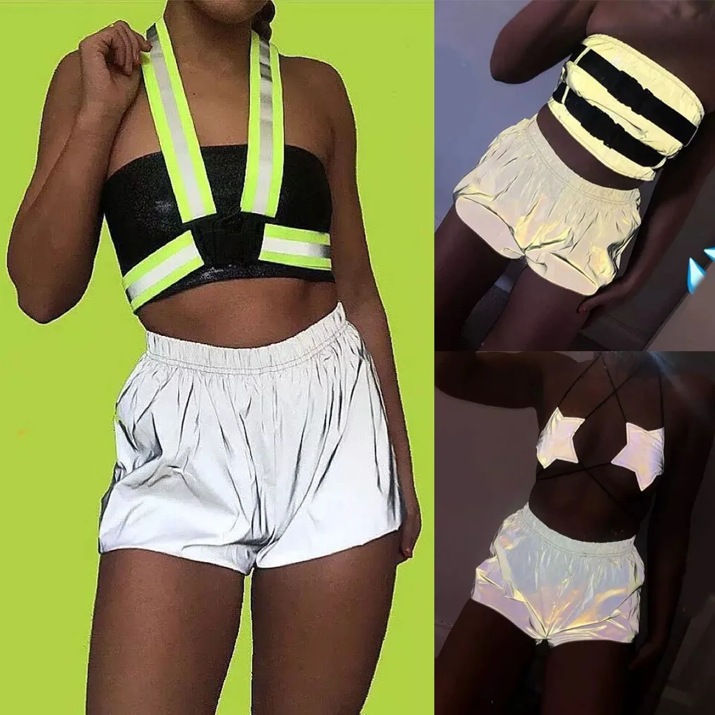

Reflective Gym Shorts Breathable Quick Drying Running Shorts Luminescent In Night Running Shorts Loose Leisure Fitness Short yc