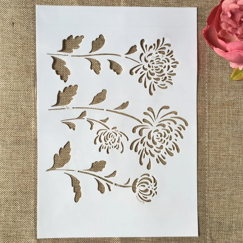 

29cm A4 Flower Chrysanthemum DIY Layering Stencils Wall Painting Scrapbook Coloring Embossing Album Decorative Template