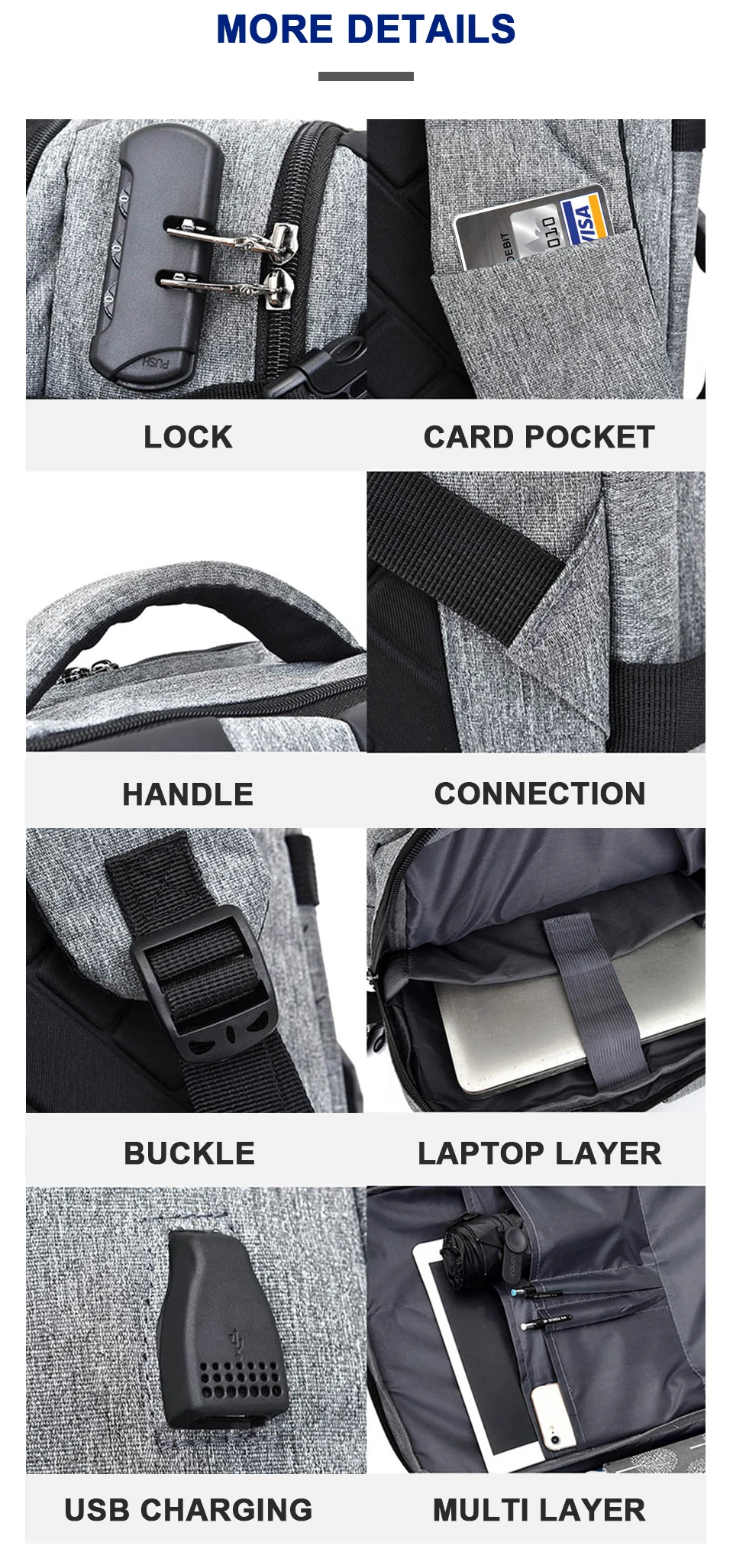 Men Backpack Anti Theft Travel Bagpack Laptop 15.6 Inch Notebook Waterproof Bags USB Charging Male Business Fashion Unisex Bag (8)